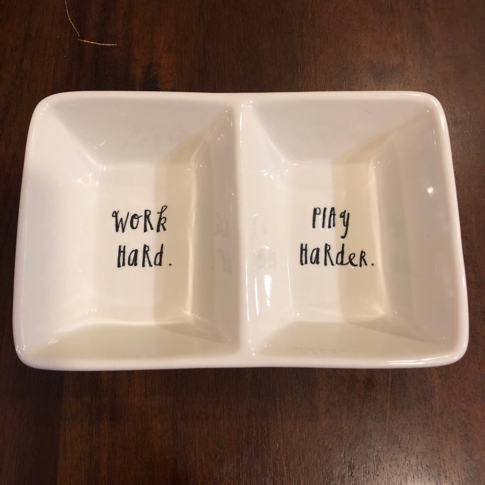 Rae Dunn Divided Tray Work Hard Play Harder